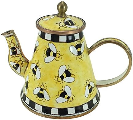 Kelvin Chen Miniature Teapot, Bumblebees, Enameled with Lift Off Lid