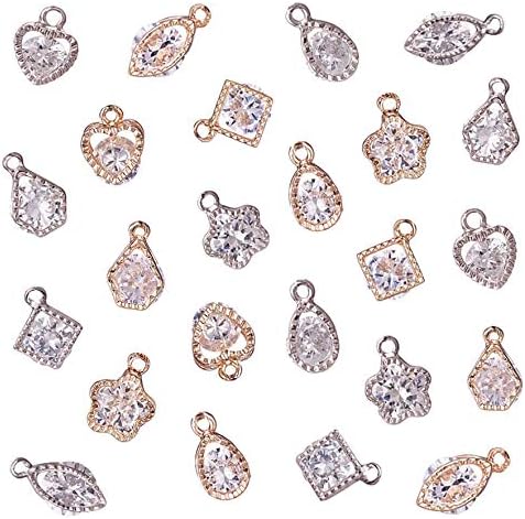 Cubic Alloy Rhinestone Charms, 32pcs Jewelry Beads Zircon Charms Alloy Beads Pendants Jewelry Making Charms Kit