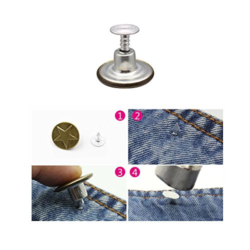 Yotako 40x 12mm Jeans Button Tack Buttons Metal Replacement Kit + 40x 12mm Metal No Sewing Popper Button Snap Fasteners Kit For Leather Clothing Wallet