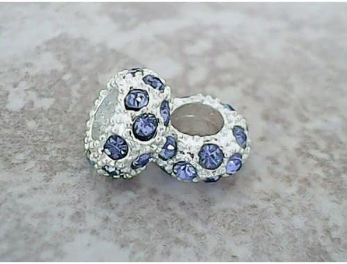 Aquamarine Birthstone Rhinestone Crystal Charm Bead. Compatible With Most Pandora Style Charm Bracelets.