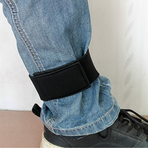 MonkeyJack 2 Pack Magic Self-adhesive Stretchable Ankle Pant Garters for Waders Fly Fishing Riding Hunting Black - Thumbnail 4