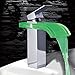 Yanksmart Water Power No Battery 3 Color LED Waterfall Faucet Bathroom Single Handle Basin Mixer Tap . Chrome 96s