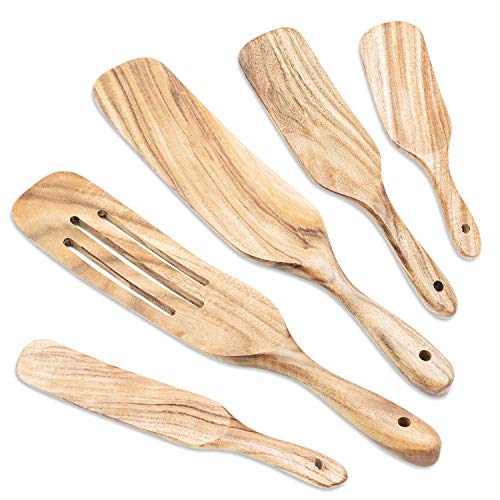Wood Spurtles Kitchen Tools Sets, 5 Pcs 100 Healthy Natural Premium