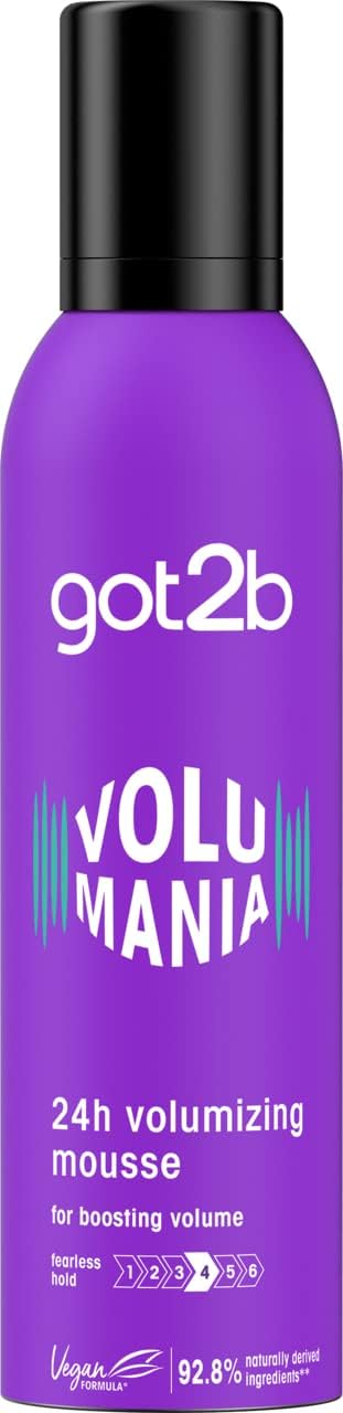got2b Volumania Volumising Mousse 250ml Hair Styling Vegan Fearless Hold