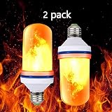 LED Flame Bulb, LED Flame Effect Light Bulb, E26 Standard Base, Atmosphere Decoration Fire Flickering Simulation 108pcs 2835 LED Beads -Flame Bulb for Home Decoration (2 Pack)