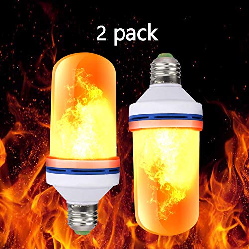 LED Flame Bulb, LED Flame Effect Light Bulb, E26 Standard Base, Atmosphere Decoration Fire Flickering Simulation 108pcs 2835 LED Beads -Flame Bulb for Home Decoration (2 Pack)
