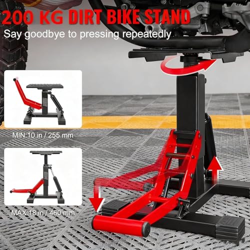 Dsocool Bike Lift Stand, Adjustable Motorcycle Lift Jack Table, 200KG Capacity, Hydraulic Lift Operation, Dirt Bike Accessories for Dirt Pit Bike Repair, Maintenance