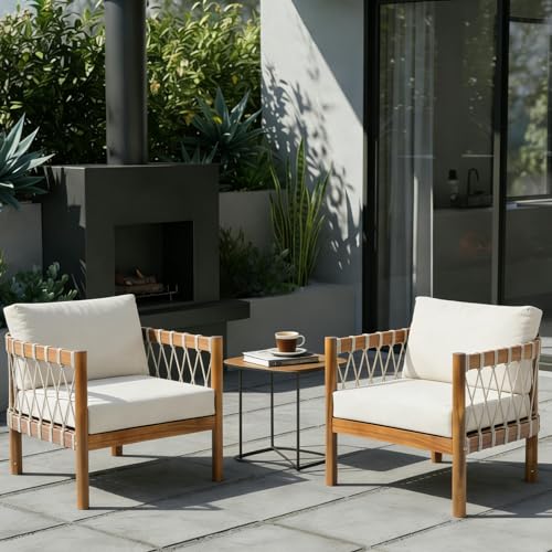 Christopher Knight Home Coastal Haven Acacia Wood Lounge Chair Outdoor Set of 2…