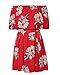 GAMISOTE Women's Floral Print Red Dress Sexy Off Shoulder Layer Ruffle Mini Dress,Red,Medium