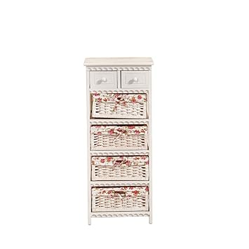 Tason Shabby Chic Rattan Chest Of Drawers White Wooden Storage