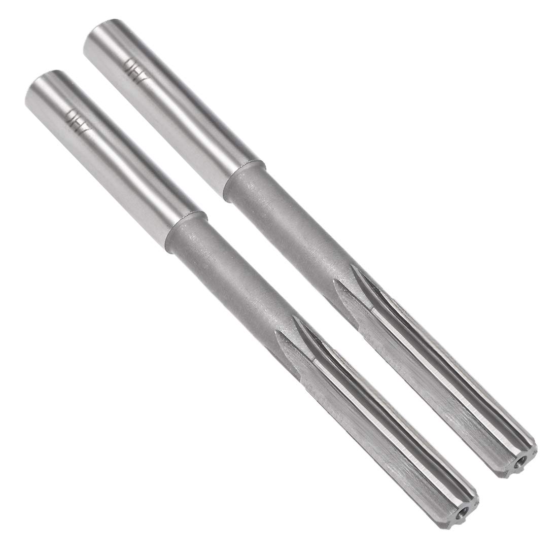 sourcing map Chucking Reamer 10mm, H7 HSS Lathe Machine Reamer 6 Straight Flutes, Round Shank Milling Cutting Tool, Metric Reaming Drill Bit for Stainless Steel Metal Hole, 2pcs