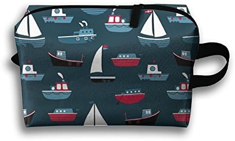 Sailboat Ocean Travel Cosmetic Bag For Women Juniorscool Makeup Bag Activities Storage Pouch Bag