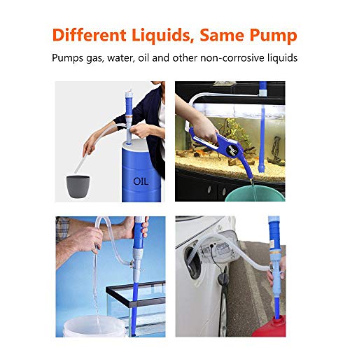 Adakiit Battery Powered Liquid Transfer Pump Multi-Purpose Siphon Pump Transfer Pump for Fuel Gas Oil Gasoline Water (Blue)