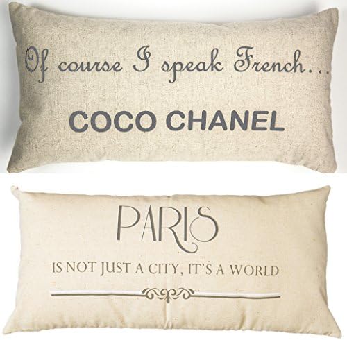 Evelyn Hope Collection Coco Chanel-Paris French Linen Message Throw Pillow