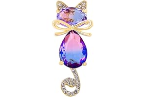 EKCREA Crystal Cat Brooch Cute Kitten Pin Corsage Crystal Kitten Glittering Brooch Bows Animal Brooch Fine Animal Rhinestone Badge Jewelry Gifts Outerwear Clothes Decoration