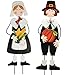 Miles Kimball Pilgrim Boy and Girl Metal Lawn Stakes Set by Maple Lane Creations, Thanksgiving Yard Décor