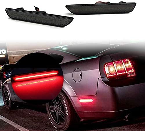 KE-KE 2Pcs 3D Rear Side Marker Lights Lamps Kits For 2015 2016 2017 2018 Ford Mustang，Smoked Lens High Power Red 48-SMD LED Replace OEM Back Side marker Lamps