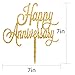 LVEUD Gold Glitter Acrylic Happy Anniversary Birthday Cake Topper for - Wedding,Birthday Party Decoration