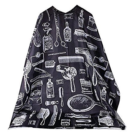 Hot Sale! Hairdresser Cape,Canserin Professional Cutting Hair Waterproof Cloth Salon Barber Gown Cape Hairdressing Tools 120cmx150cm (Black 1) - Thumbnail 4