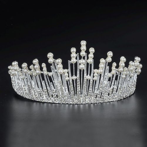 fivekim Vintage Princess Wedding Crown Tiara Bridal Prom Party Pearl Rhinestone HairBand