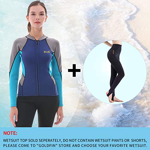 GoldFin-Womens-Wetsuit-Top-2mm-Neoprene-Wetsuit-Jacket-Long-Sleeve-Front-Zip-Wetsuit-Shirt-for-Swimming-Water-Aerobics-Diving-Surfing-Kayaking