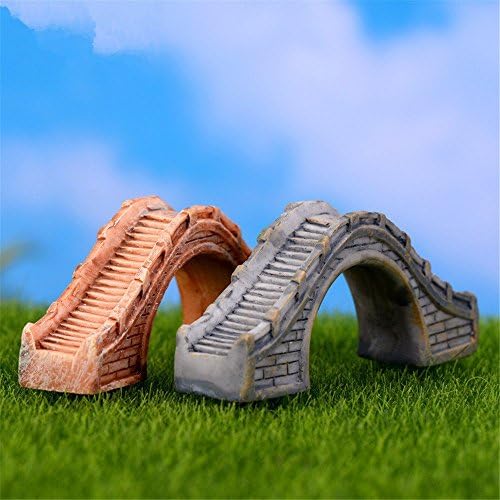COOLTOP 2pcs Arch Bridge Miniature Fairy Garden Micro Landscape Home Garden Decoration Plant Pots Bonsai Craft Decor (Style 1)