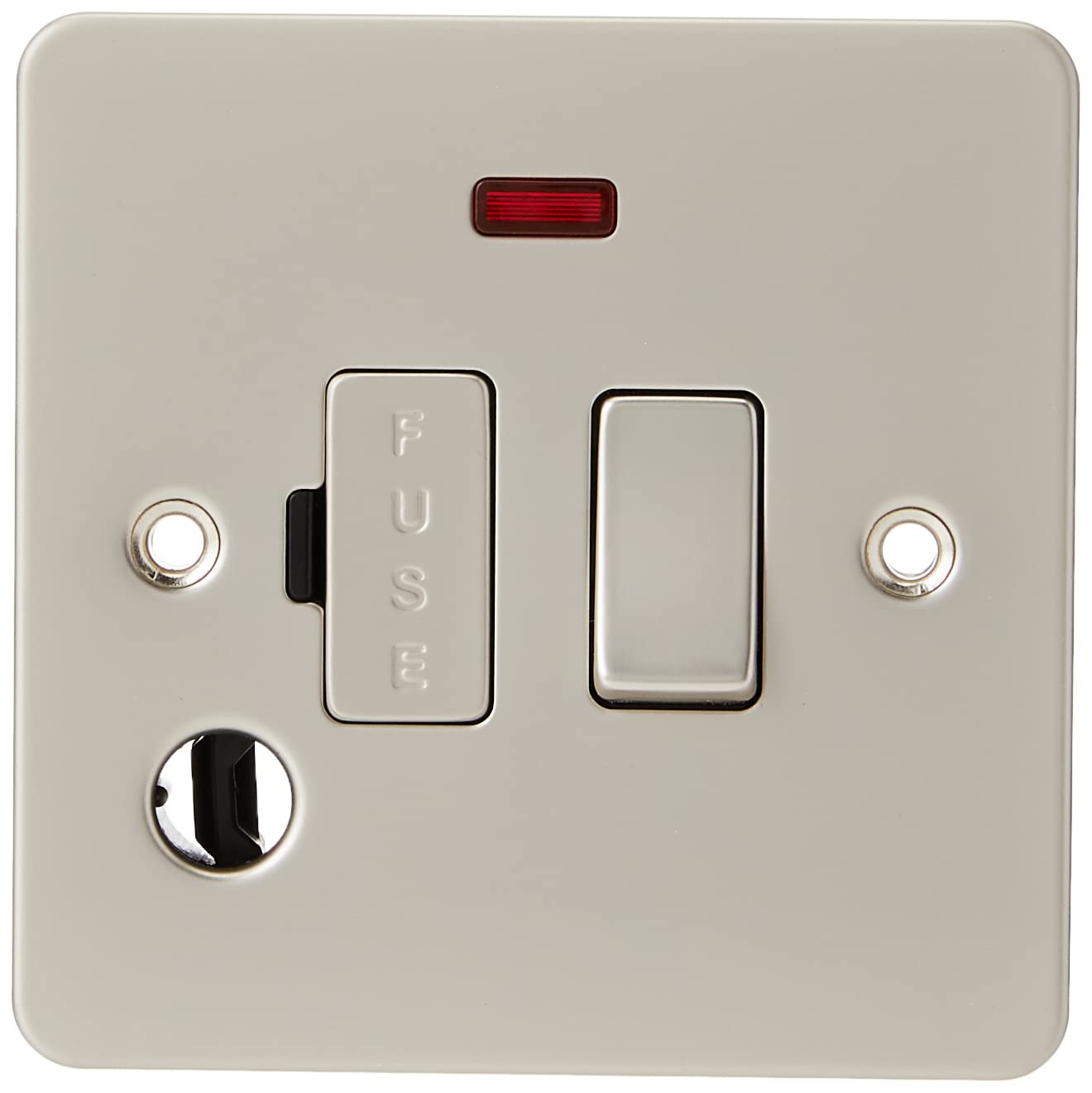 Knightsbridge FP6300FPL 13 A Flat Plate Switched Fused Spur Unit with Neon and Flex Outlet, Pearl