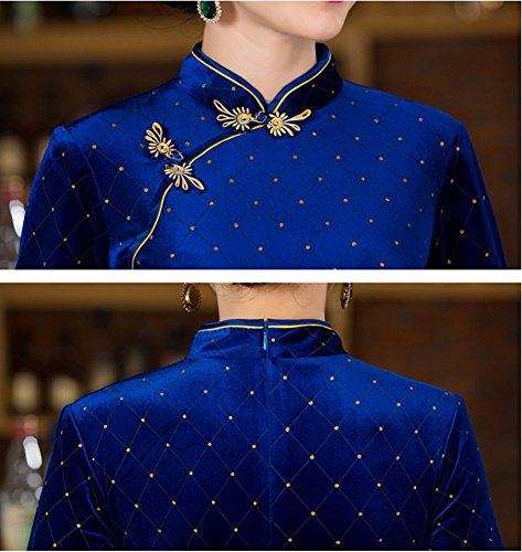 Angcoco Womens Half Sleeve Above Knee Side Slit Mini Cheongsam Dress - Image 5