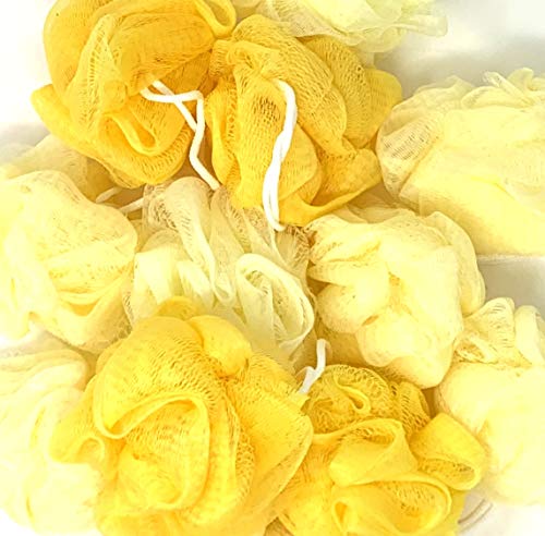 Loofah Lord 24 Yellow Bath or Shower Sponge Loofahs Pouf Medium Mesh Wholesale Bulk Lot