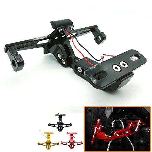 Heinmo Motocross Motorcycle Led Tail Light Adjustable License Number Plate Frame Holder Bracket Universal for Honda Yamaha(Black)