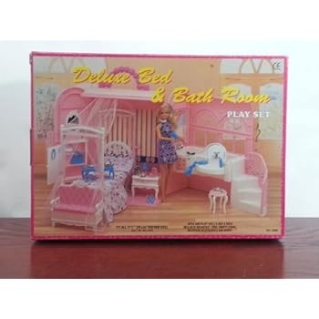 Gloria Deluxe Bed Bath Room For Barbie Dolls Hangbag With Bed And Bath Room
