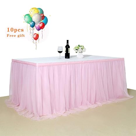 Amazon Com B Cool Tulle Pink Table Skirt 3yards Romantic Tutu