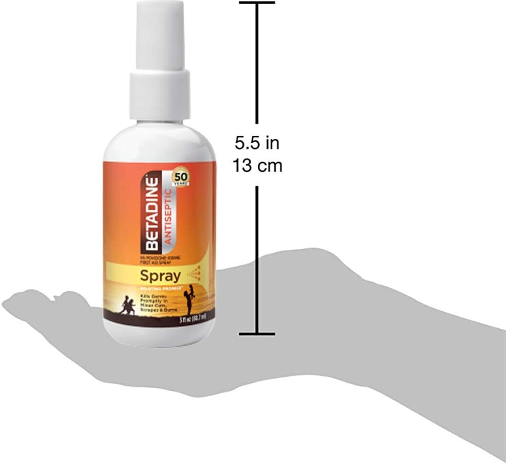 Betadine First Aid Spray 3 oz Povidone Iodine Antiseptic with No-Sting Promise (Packaging May Vary): Health & Personal Care