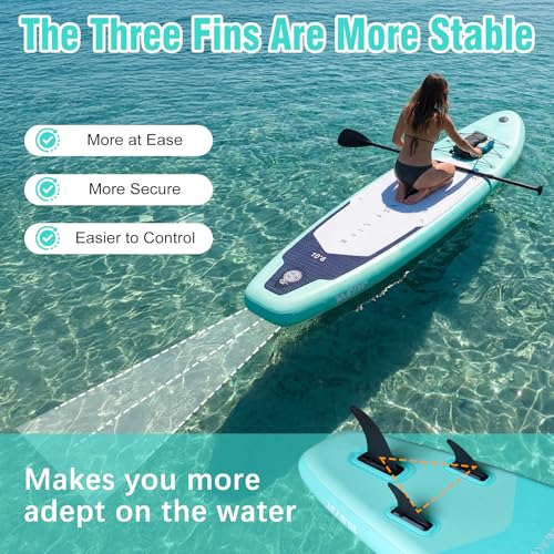 Adult Inflatable Surfboard, 320 cm Inflatable Sup with Accessories: Paddle, Pump, Fish Fins *3, Load Capacity of 135 kg, Plus Sup Board for All Levels Surfers