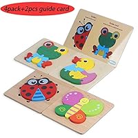 HAHAone Wooden Toddler Puzzles Gifts Toys for 1 2 3 4 5 Year Old Boys Girls Baby(Include 2pcs Guide Card) Kids Learning Jigsaw Montessori Toy, Preschool Learning Toys, Two Difficulty Levels