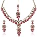 I Jewels Traditional Gold Plated Elegantly Handcrafted Kundan Jewellery Set with Maang Tikka for Women IJ269Q (Rani/Dark Pink)
