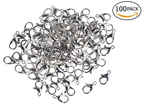 Shapenty Small Metal Alloy Lobster Claw Clasps Clip DIY Necklace Jewelry Finding Making Accessories Fastener Hook, 12mmx6mm, 100PCS (Nickel)