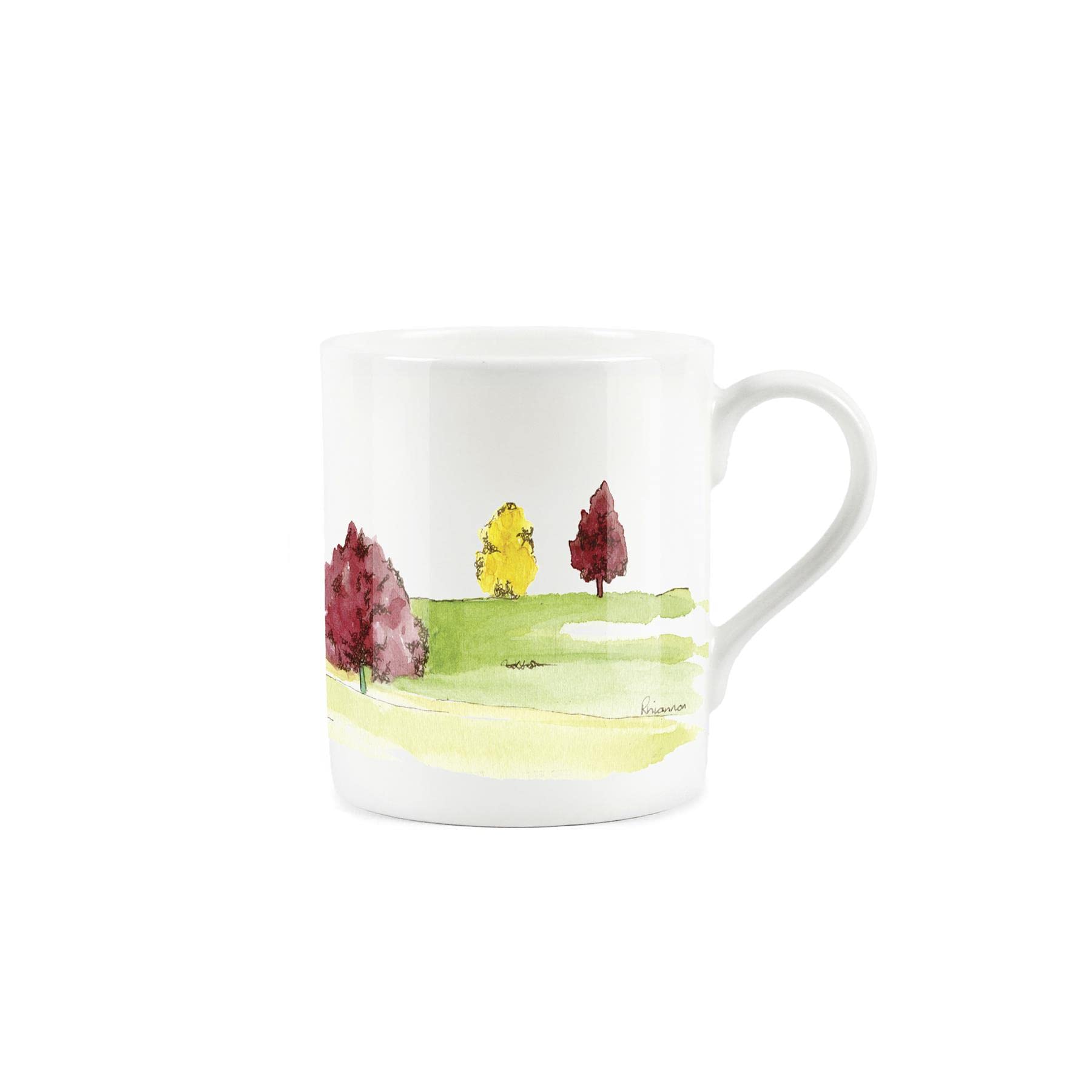Purely Home Watercolour English Landscape Mug Oak - Small Fine Bone China White Garden Coffee/Tea Present Gift - Designs by Rhiannon Chauncey