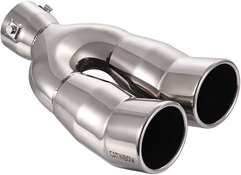 Amazon Com Catinbow Dual Exhaust Tips 2 5 Inlet 3 Outlet 9 8 Long Polished Stainless Steel Slant Cut Bolt On Exhaust Tail Pipe Automotive