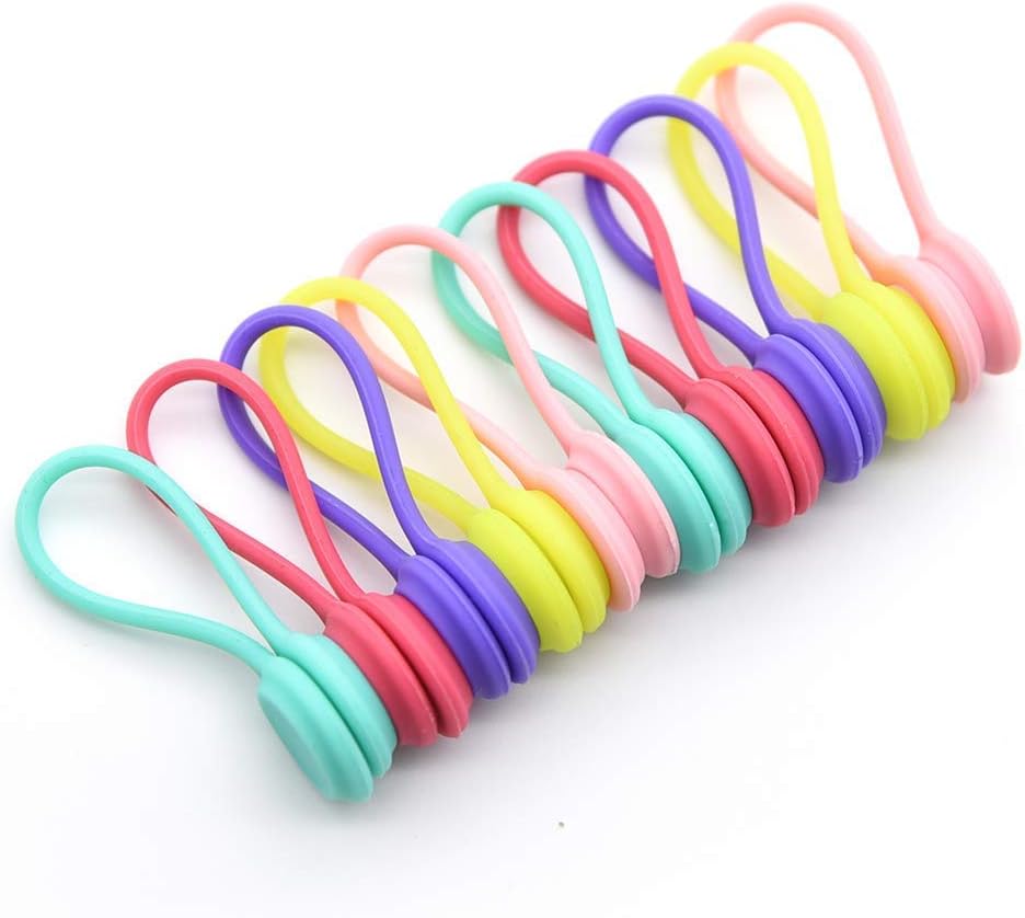 Ochioly Magnetic Cable Clips-Multi Color Cable Management,Wire Management System for Home.Office,Car,Nightstand, Desk Accessories Use as Bookmarks/Keychain, Cable Straps for Men,Women,Students