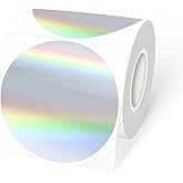 YEGAWEN 3" Holographic Direct Thermal Label Stickers, Round Printable Rainbow Glitter Thermal Printer Sticker Labels for Gift Wrapping, Self-Adhesive DIY Custom Logo Design- Holographic Silver