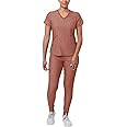 Adar Pro Modern Athletic Scrub Set For Women - Modern V-Neck Scrub Top & Yoga Jogger Scrub Pants