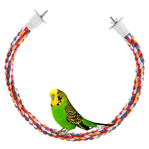 Jusney Bird Rope Perches,Parrot Toys 48 inches Rope Bungee Bird Toy (48