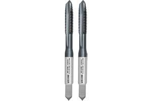 WEXWE Tools M6 x 1.0 Spiral Point Threading Tap, Metric Machine Threading Tap High Speed Steel Cobalt(HSSCo) With AlTiN Coating, Round Shank with Square End， H2 Tolerance, 2pcs