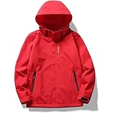 congluoki Men's Waterproof Windbreaker with Removable Hood Lightweight Rain Coats for Casual Hiking Cycling