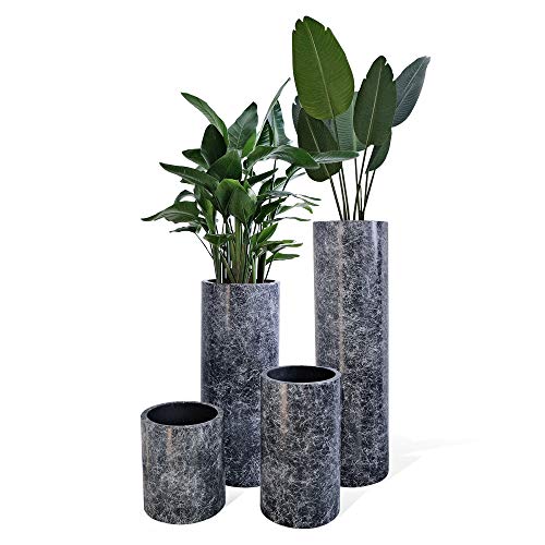 wuuhoo I Pflanzkübel Ivy in schwarzer Marmoroptik mit Pflanzeinsatz I Wetterfest für Innen und Außen I Pflanzsäule…