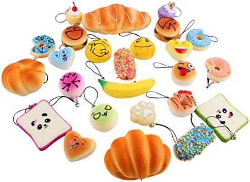 WENHAI 10 Pieces Random Mini 5-7 CM Slow Rising Squishy Charms Kawaii Soft Foods Squishies Cake/Bread/Buns Phone Bag Charm Pendant Key Chain Straps