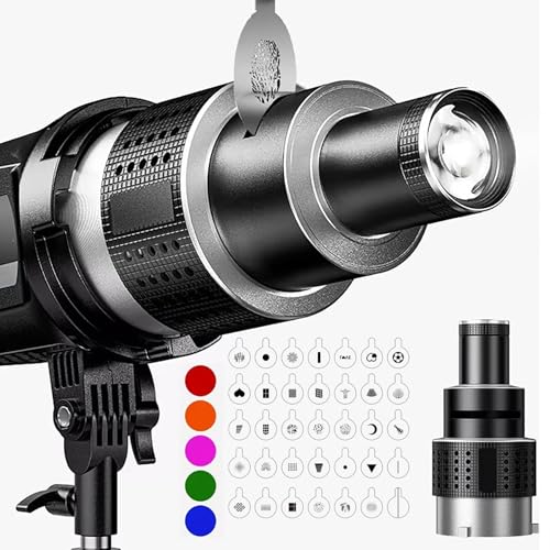 VEDO Kit de Snoot Óptico Cônico Spotlight, Acessório de Fotografia Spotlight Snoot com 35 Gobos e 5 Filtros de Cor