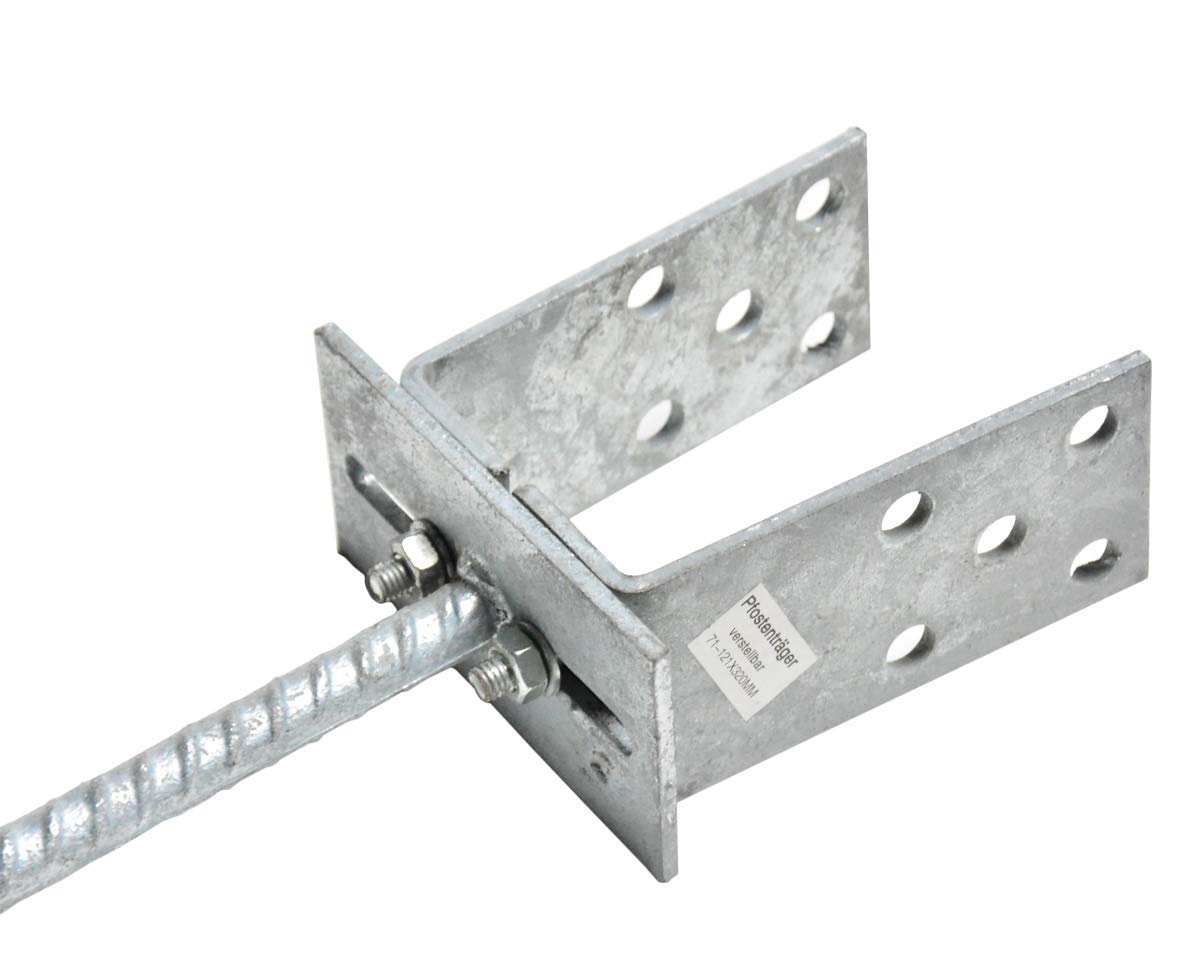 Pfostentrager Verstellbar Zum Einbetonieren Fur Pfosten 70 120 Mm Feuerverzinkt Zauntrager