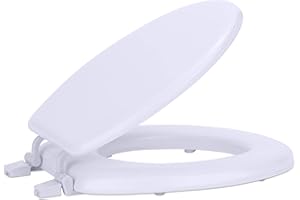 ACHIM HOME FURNISHINGS Soft Standard Vinyl Toilet Seat, White - 17 Inch Soft Vinyl Cover with Comfort Foam Cushioning - Fits All Standard Size Fixtures - Easy to Install Fantasia by Achim Home Decor